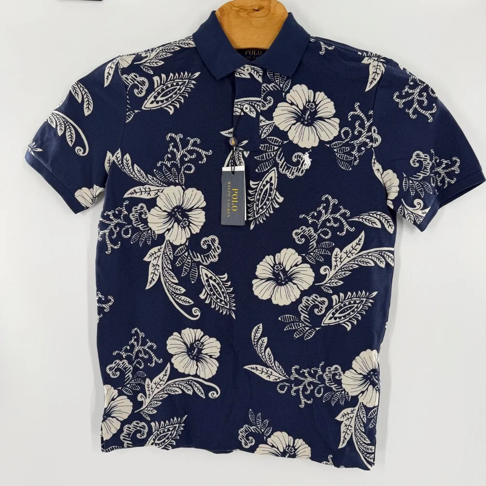 Polo Ralph Lauren Shirt Mens‎ Classic Fit Hibiscus Short Sleeve Cotton Small NWT